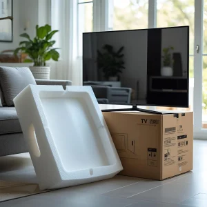 بسته بندی محصولات الکترونیکی | فوم محافظ از تلویزیون